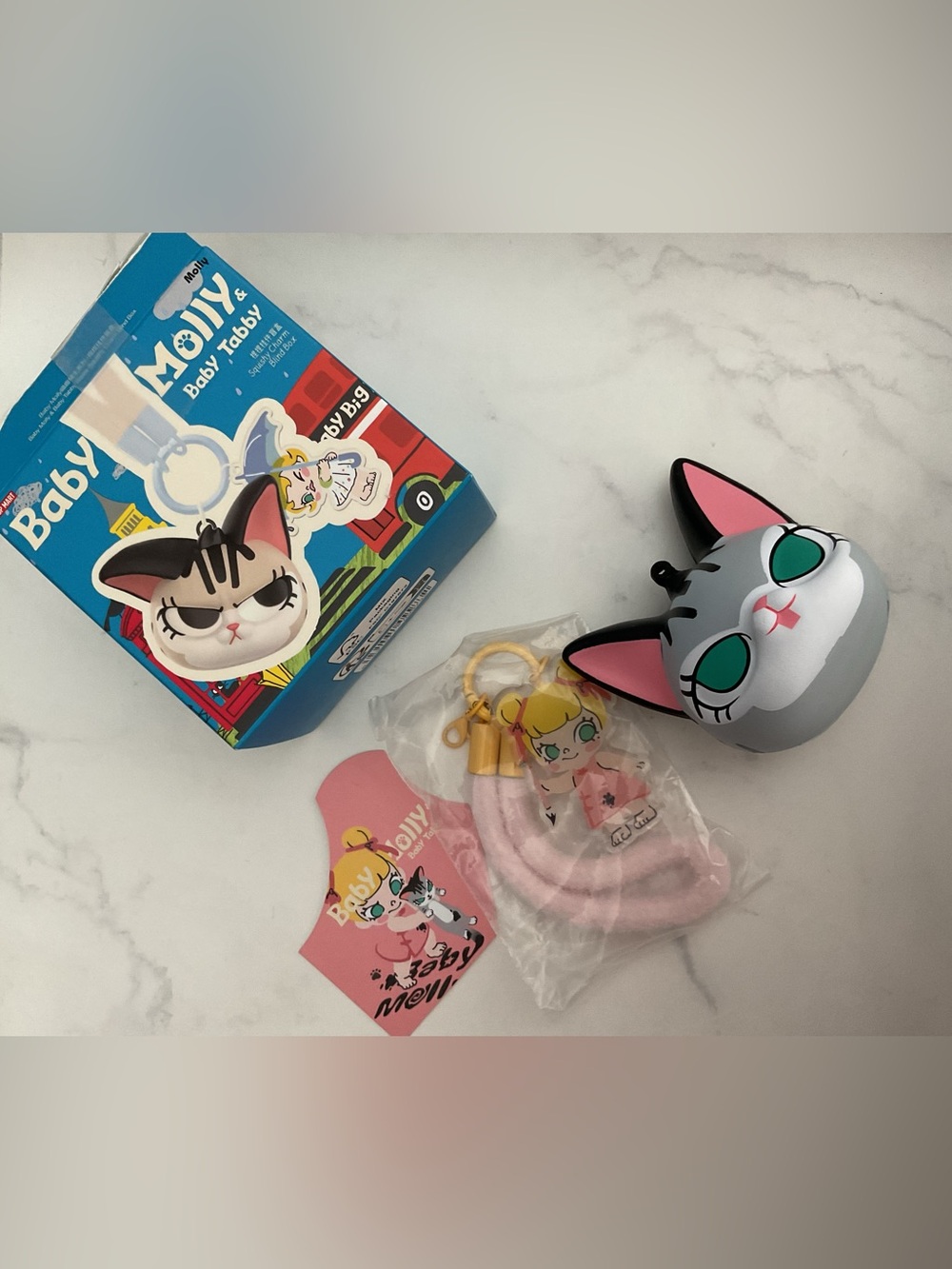 POP MART Baby Molly & Baby Tabby Key Ring and Bag Charm open box